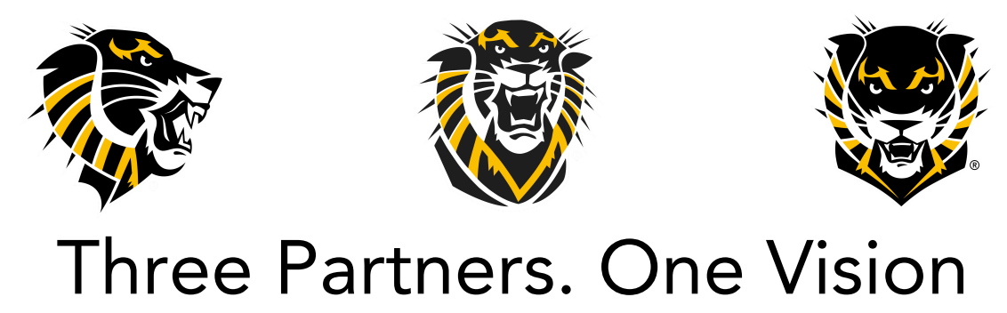 three affiliation logos